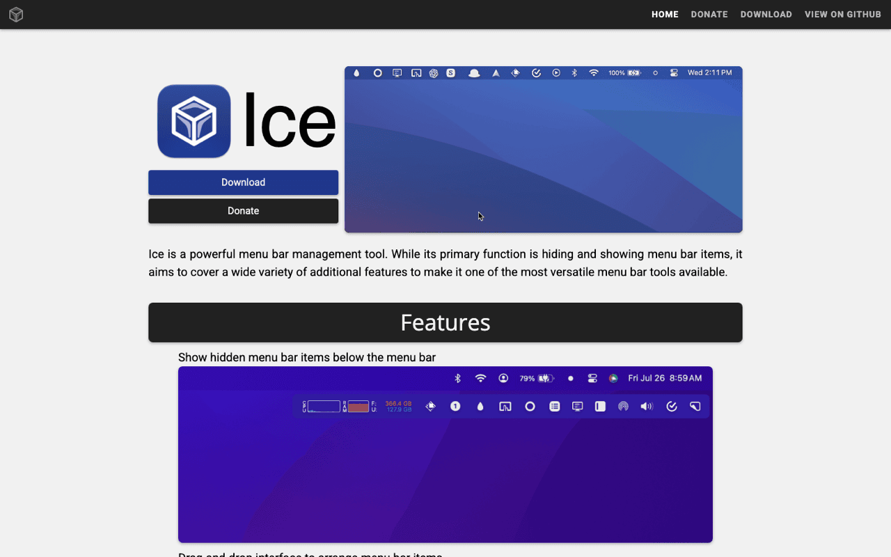 Ice hiding menu bar items on macOS