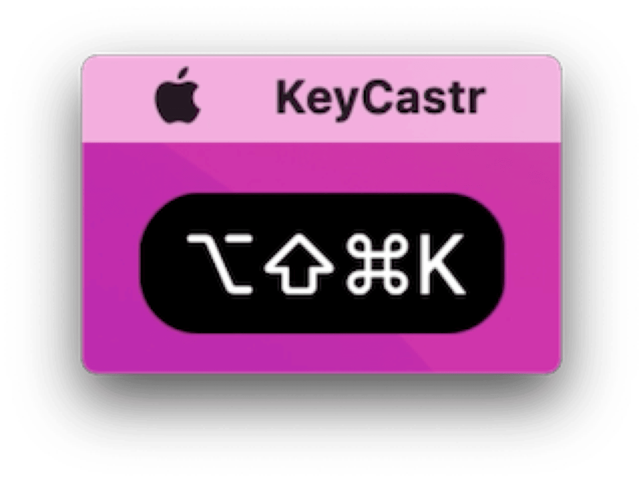 KeyCastr showing keystrokes on screen