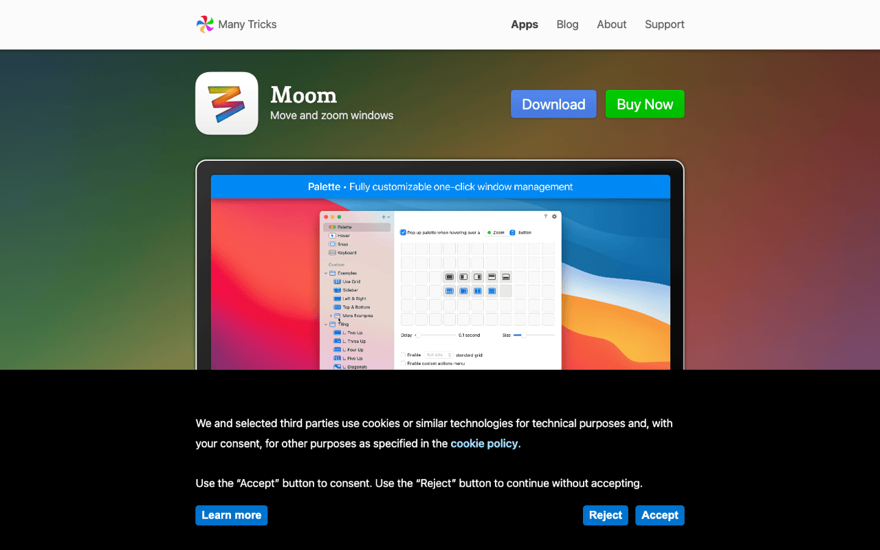 Moom window layout controls