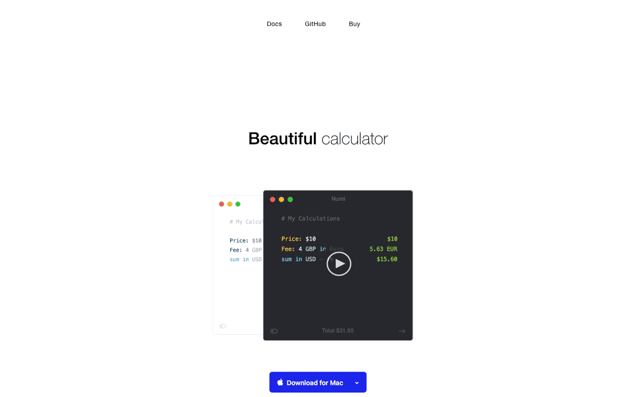 Numi, a calculator that takes plain language input