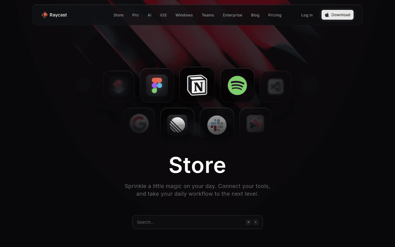 The Raycast extension store