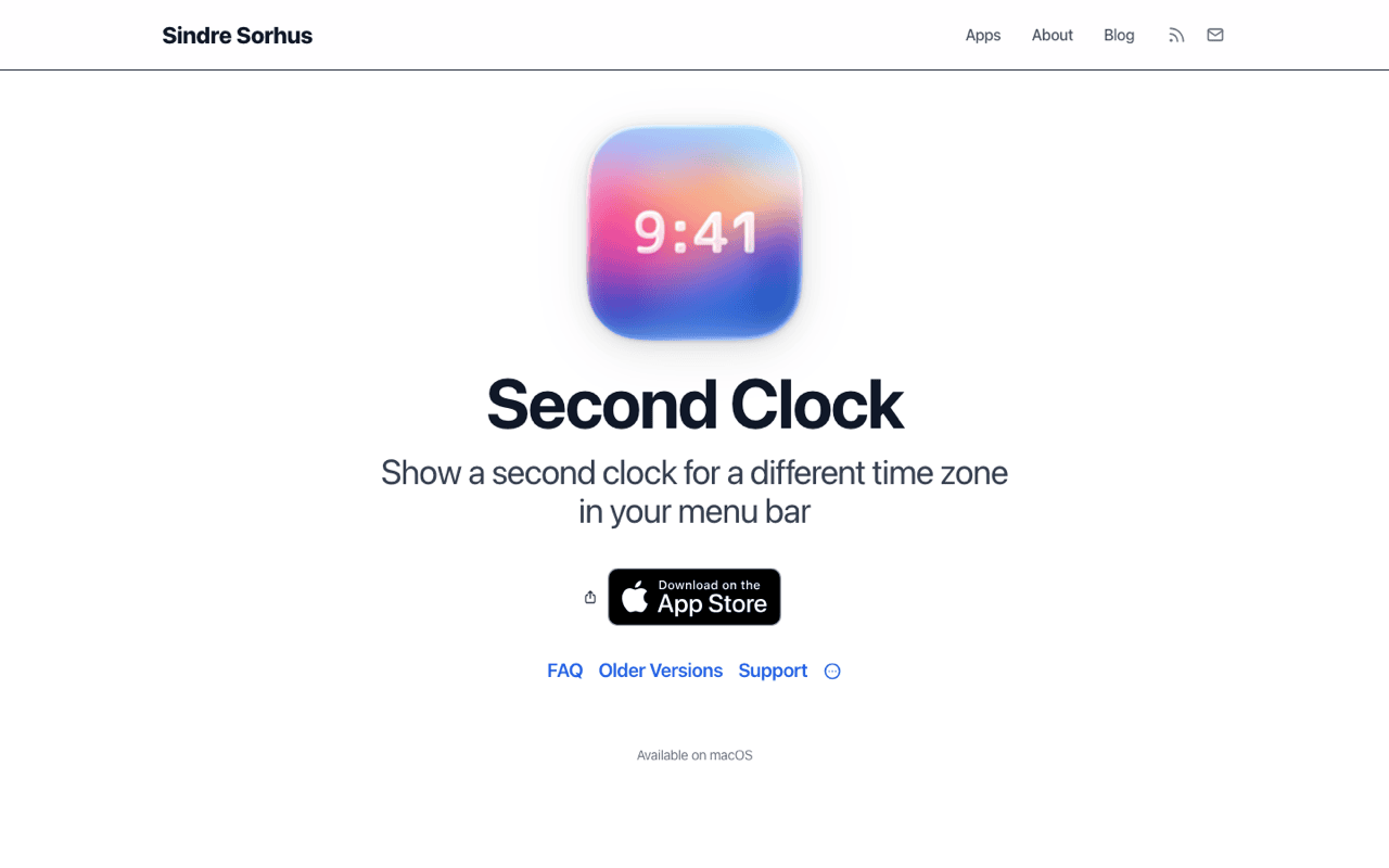 Second Clock showing a second time zone in the menu bar