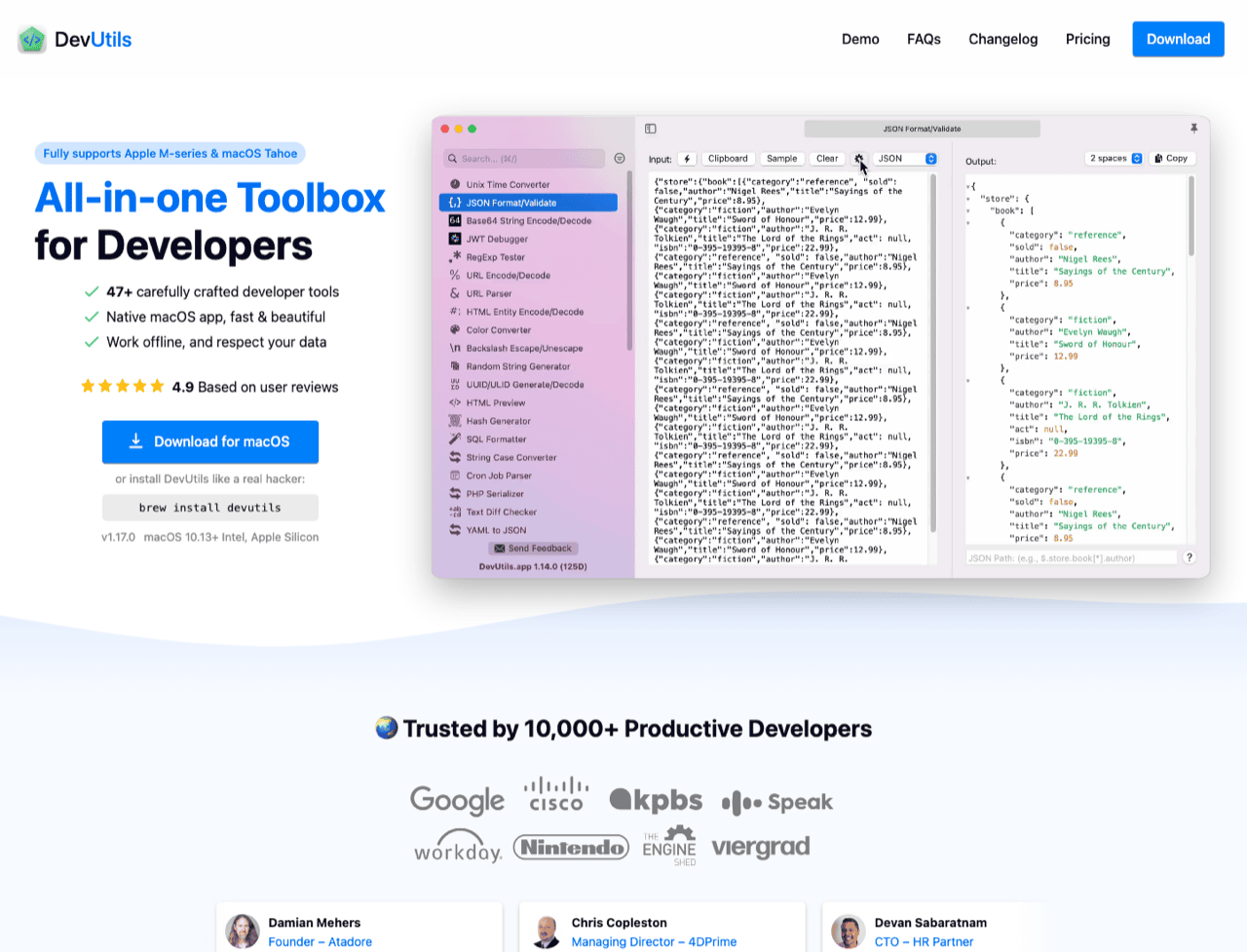 The DevUtils home page
