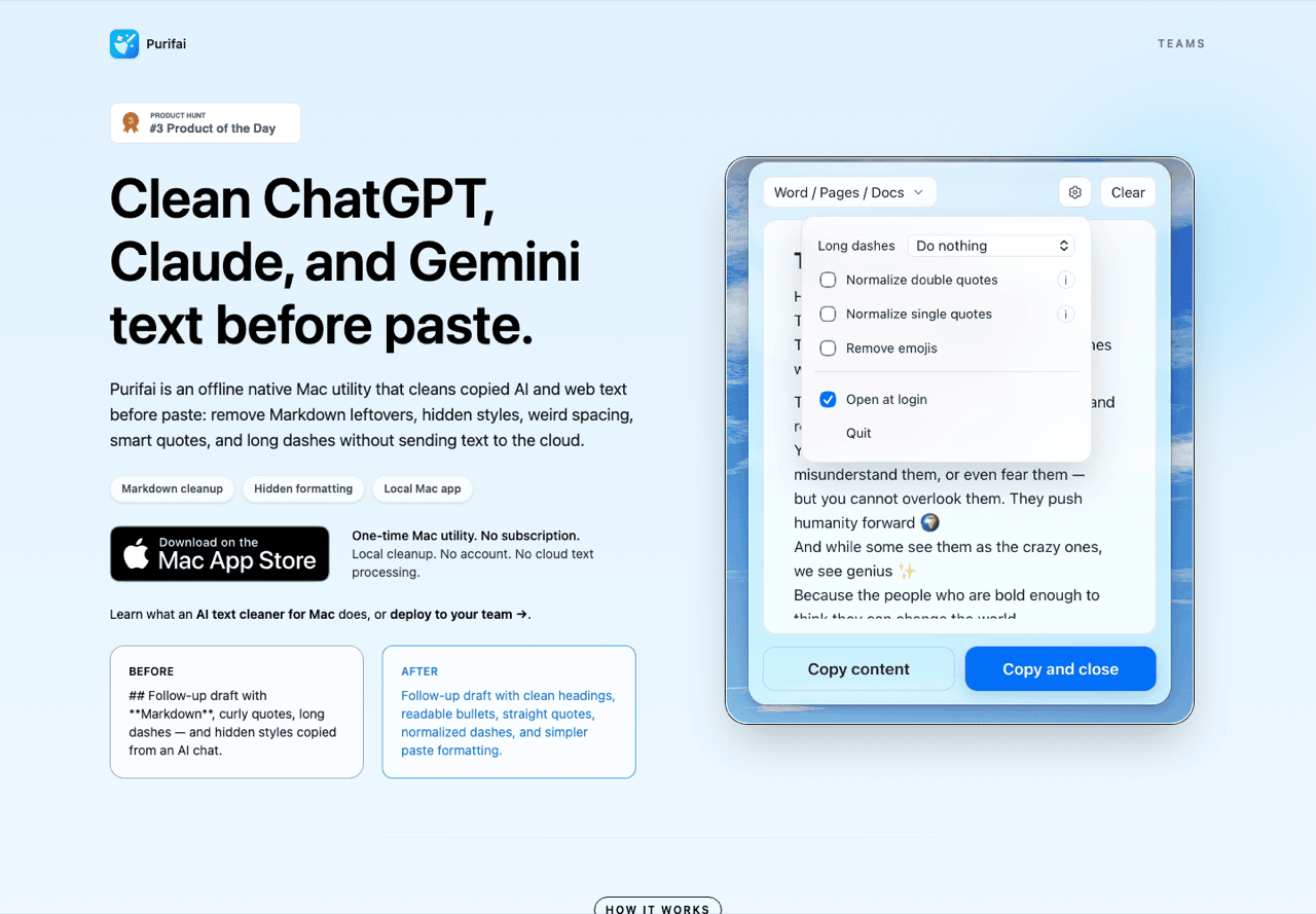 The Purifai home page